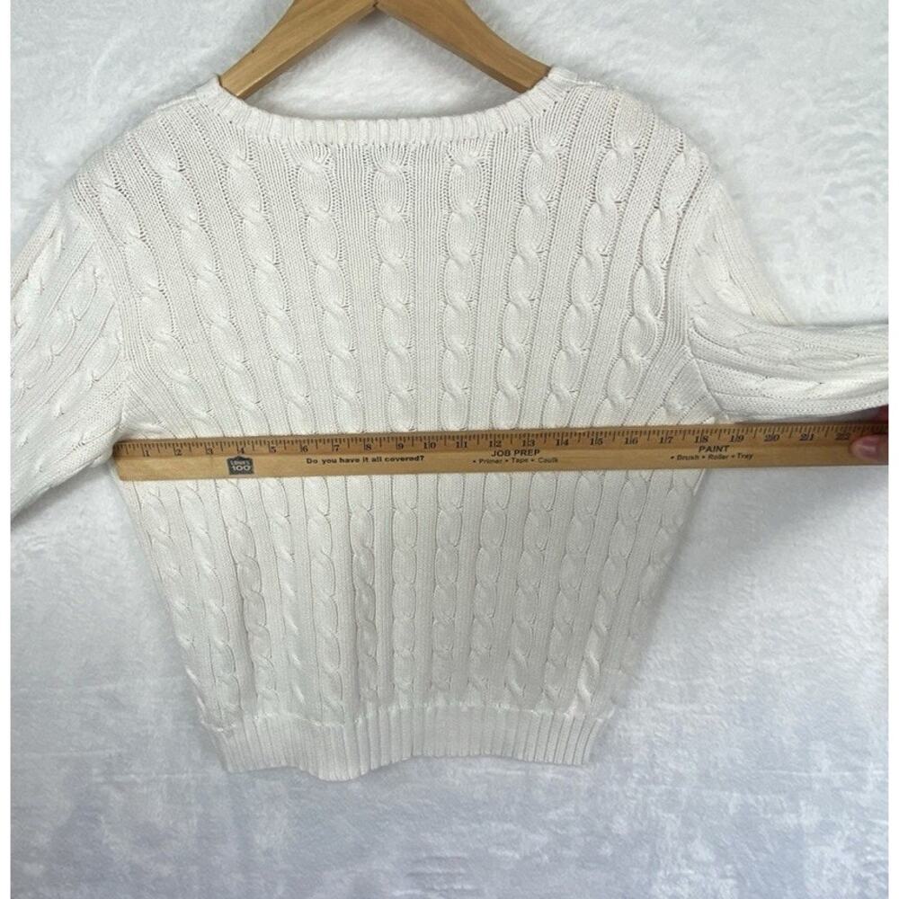 Ralph Lauren Sport 100% Cotton Swater Women’s XL White Cableknit Preppy Heritage - Picture 9 of 10